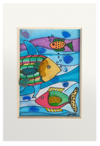 Colorido cuadro con dibujos de peces tropicales