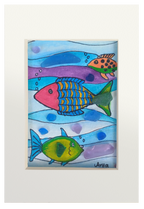 Colorido cuadro con dibujos de peces tropicales