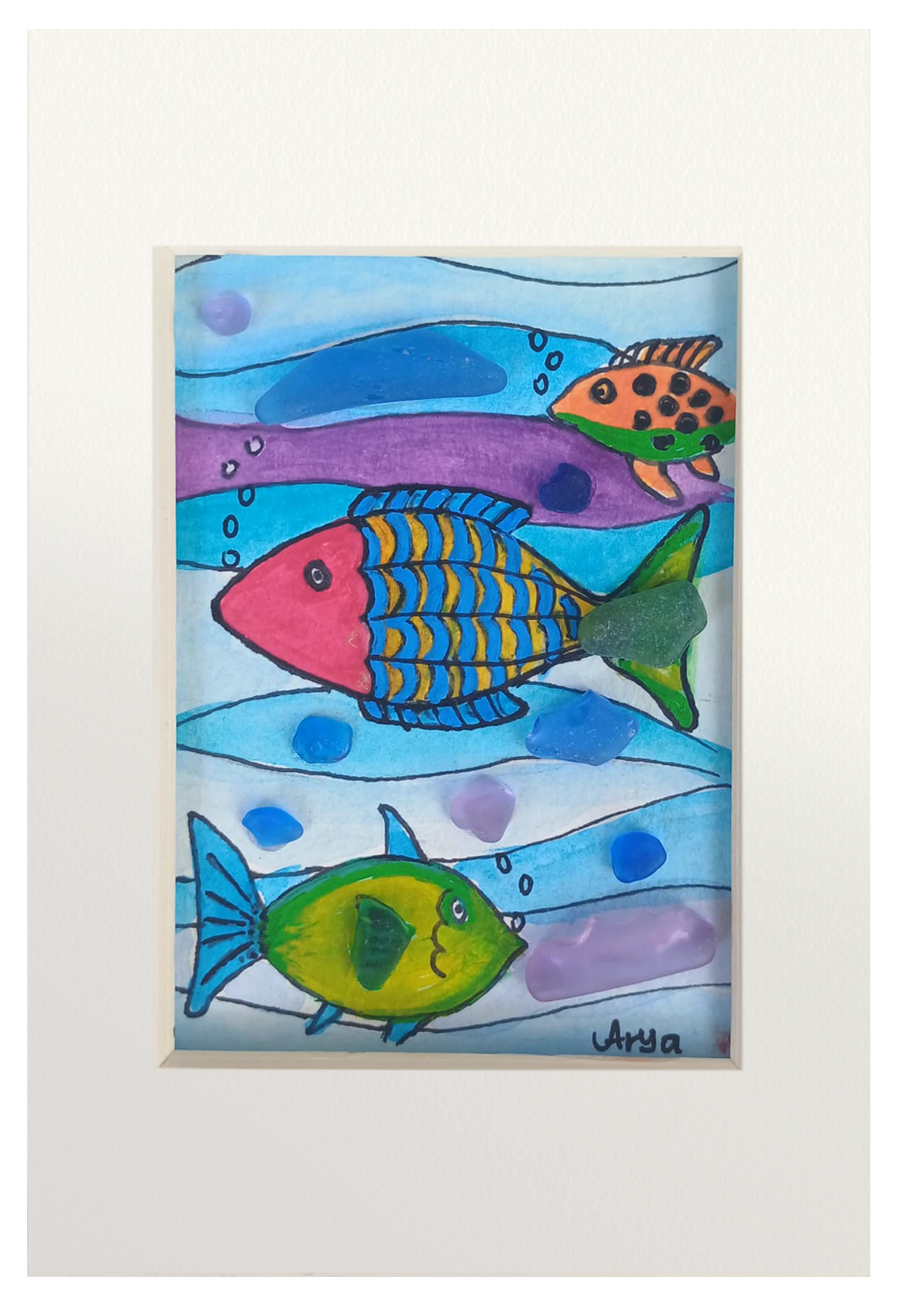 Colorido cuadro con dibujos de peces tropicales