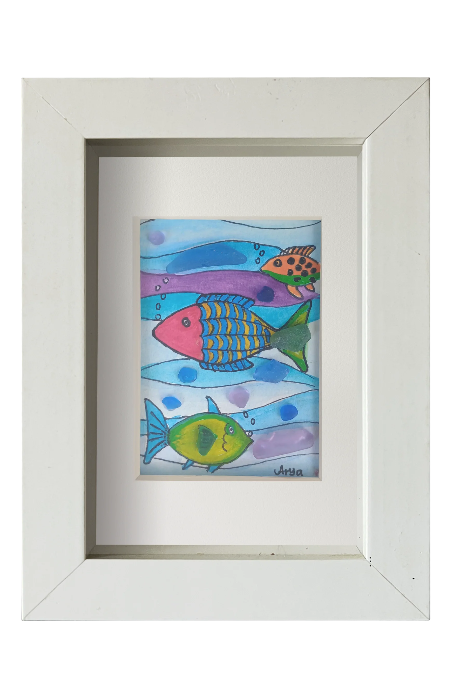 Colorido cuadro con dibujos de peces tropicales