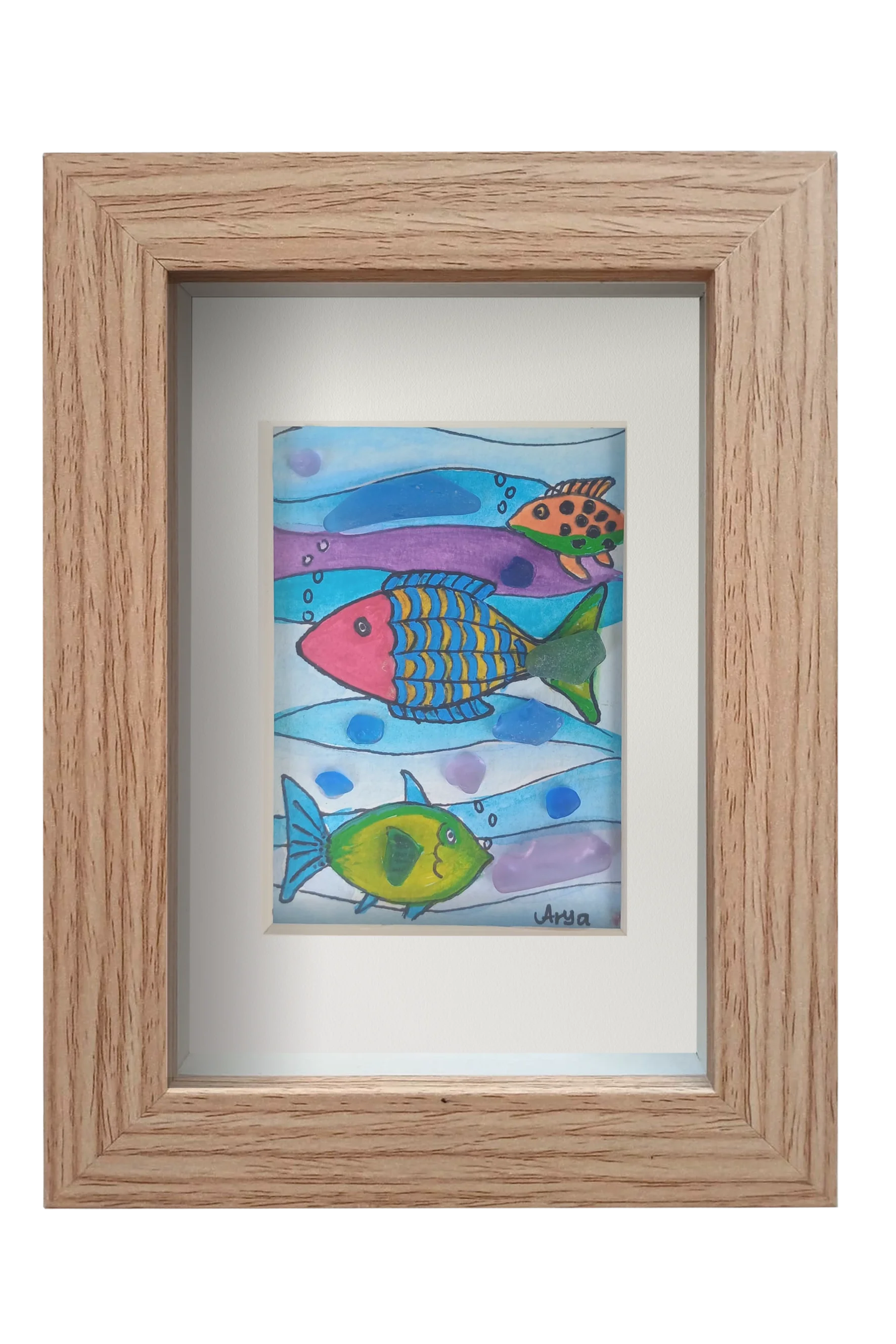 Colorido cuadro con dibujos de peces tropicales
