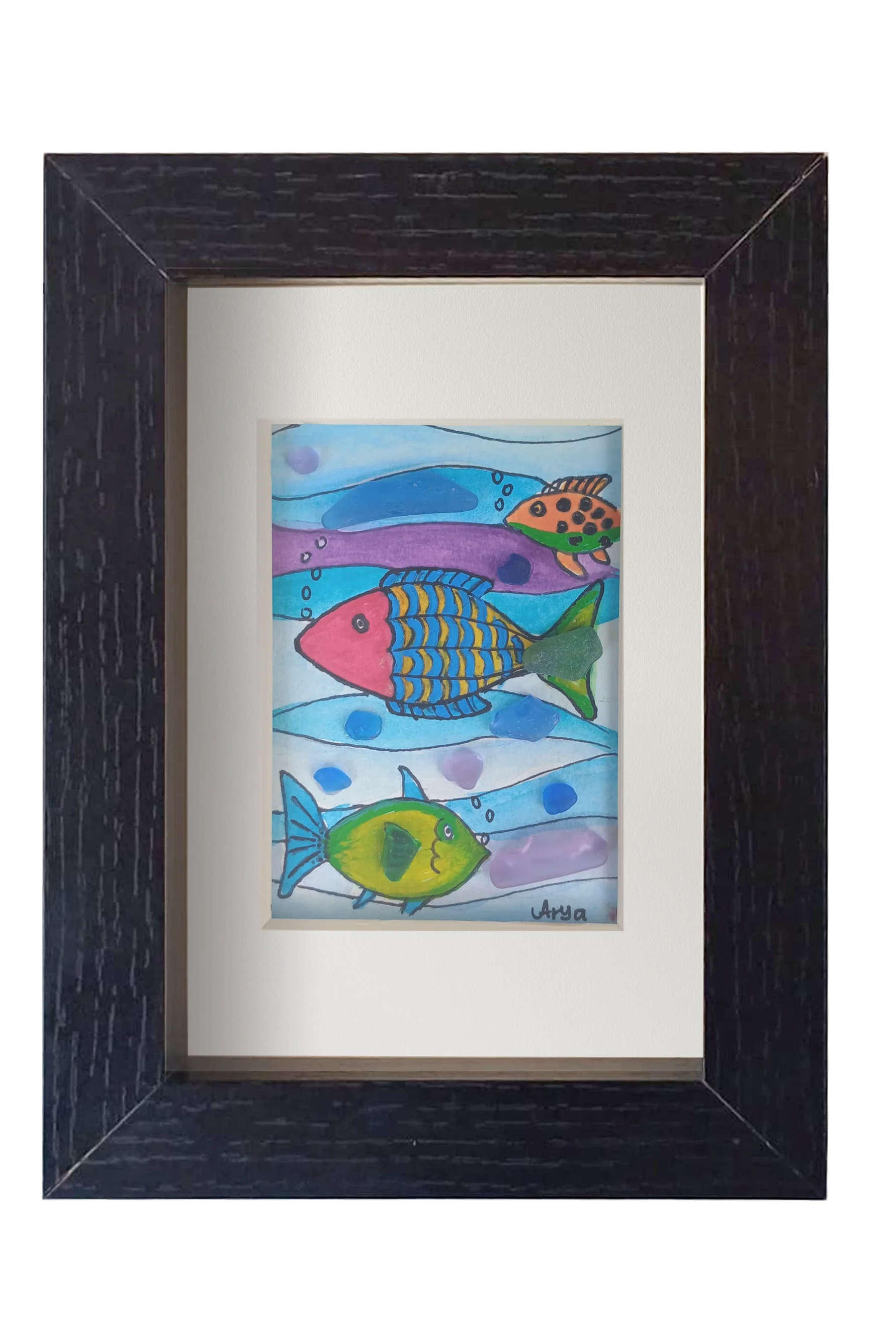 Colorido cuadro con dibujos de peces tropicales
