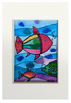 Colorido cuadro con dibujos de peces tropicales