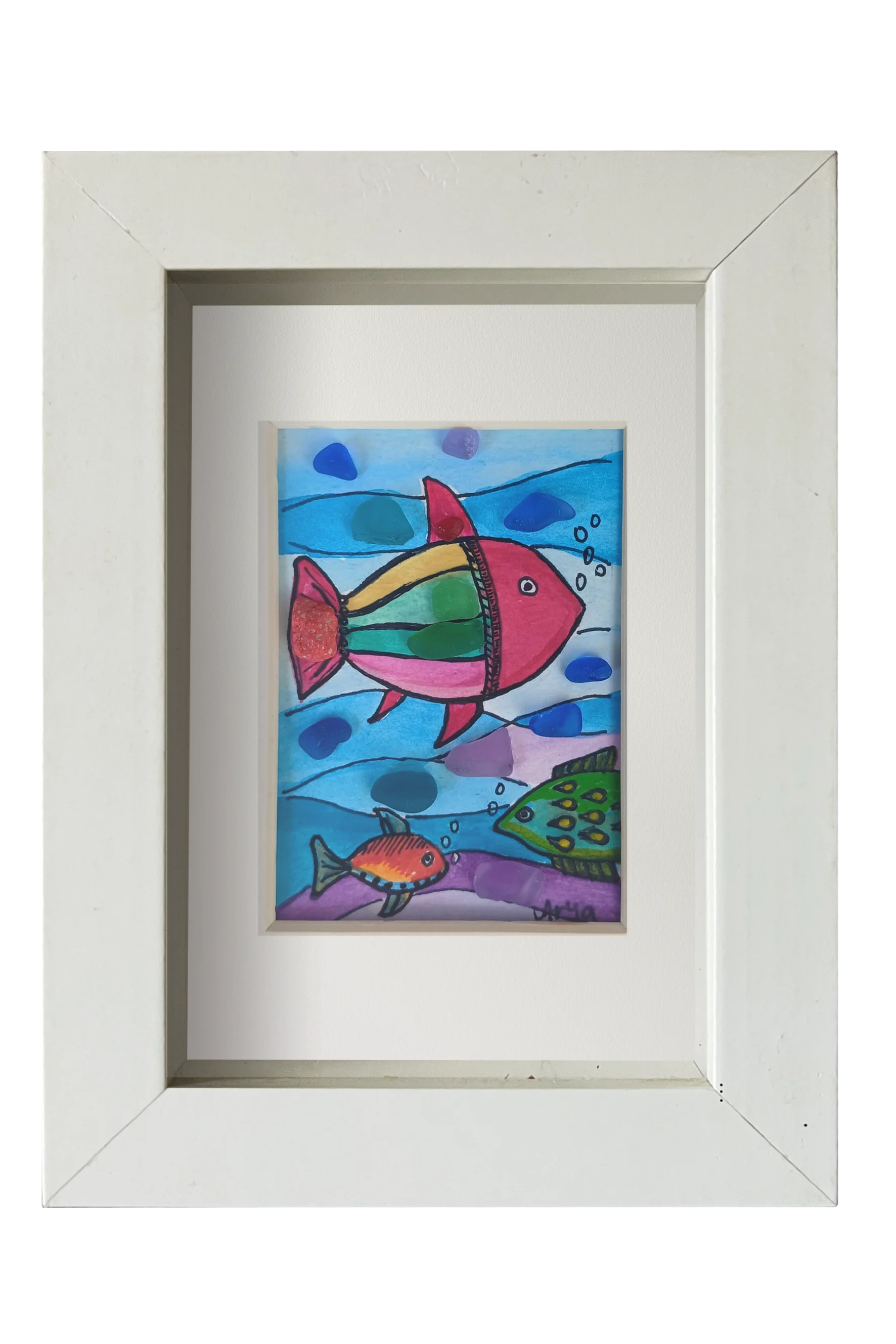 Colorido cuadro con dibujos de peces tropicales