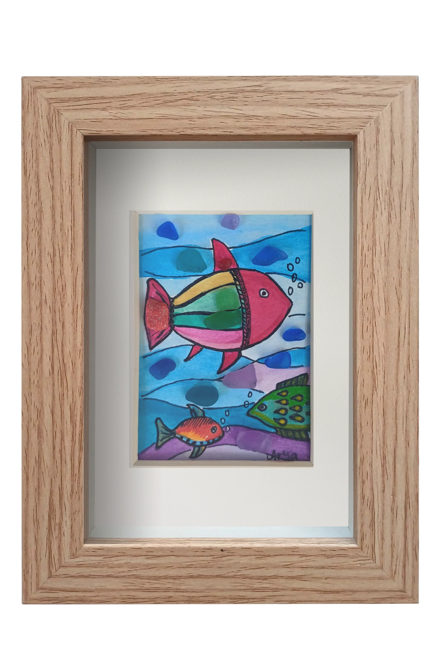 Colorido cuadro con dibujos de peces tropicales