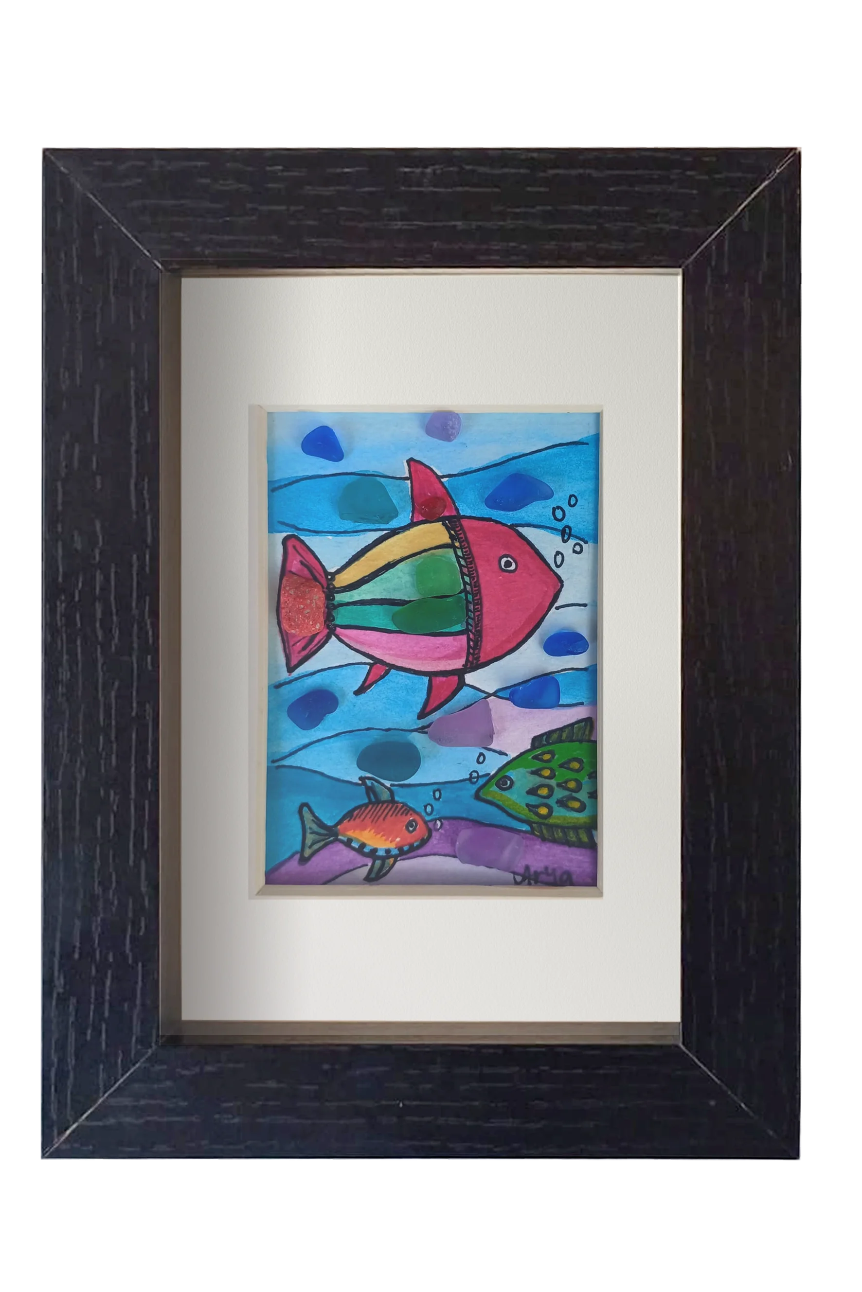 Colorido cuadro con dibujos de peces tropicales