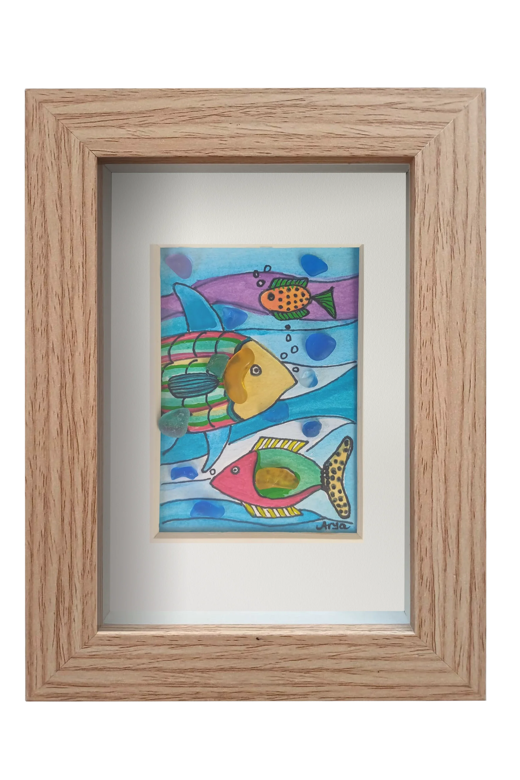 Colorido cuadro con dibujos de peces tropicales