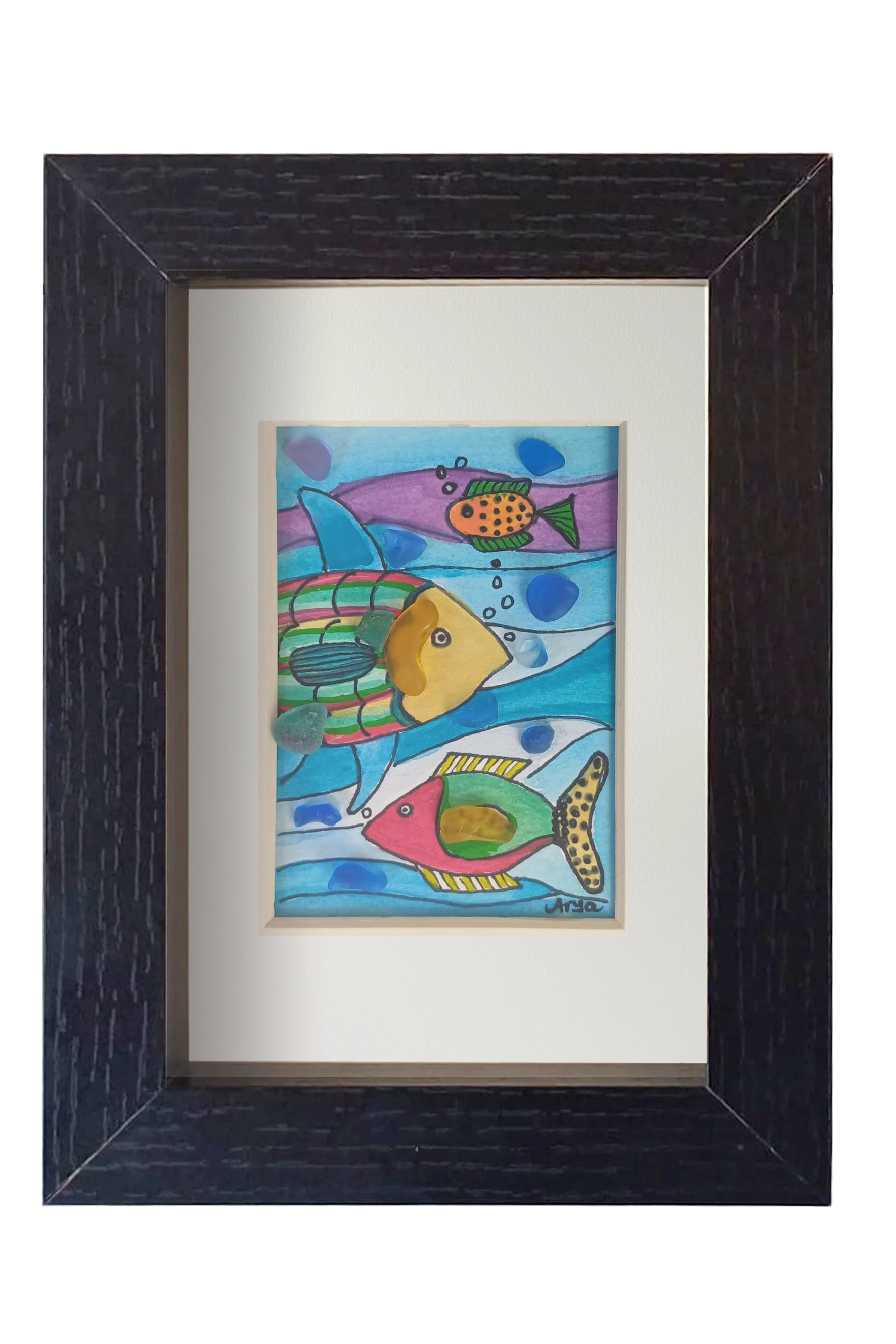 Colorido cuadro con dibujos de peces tropicales